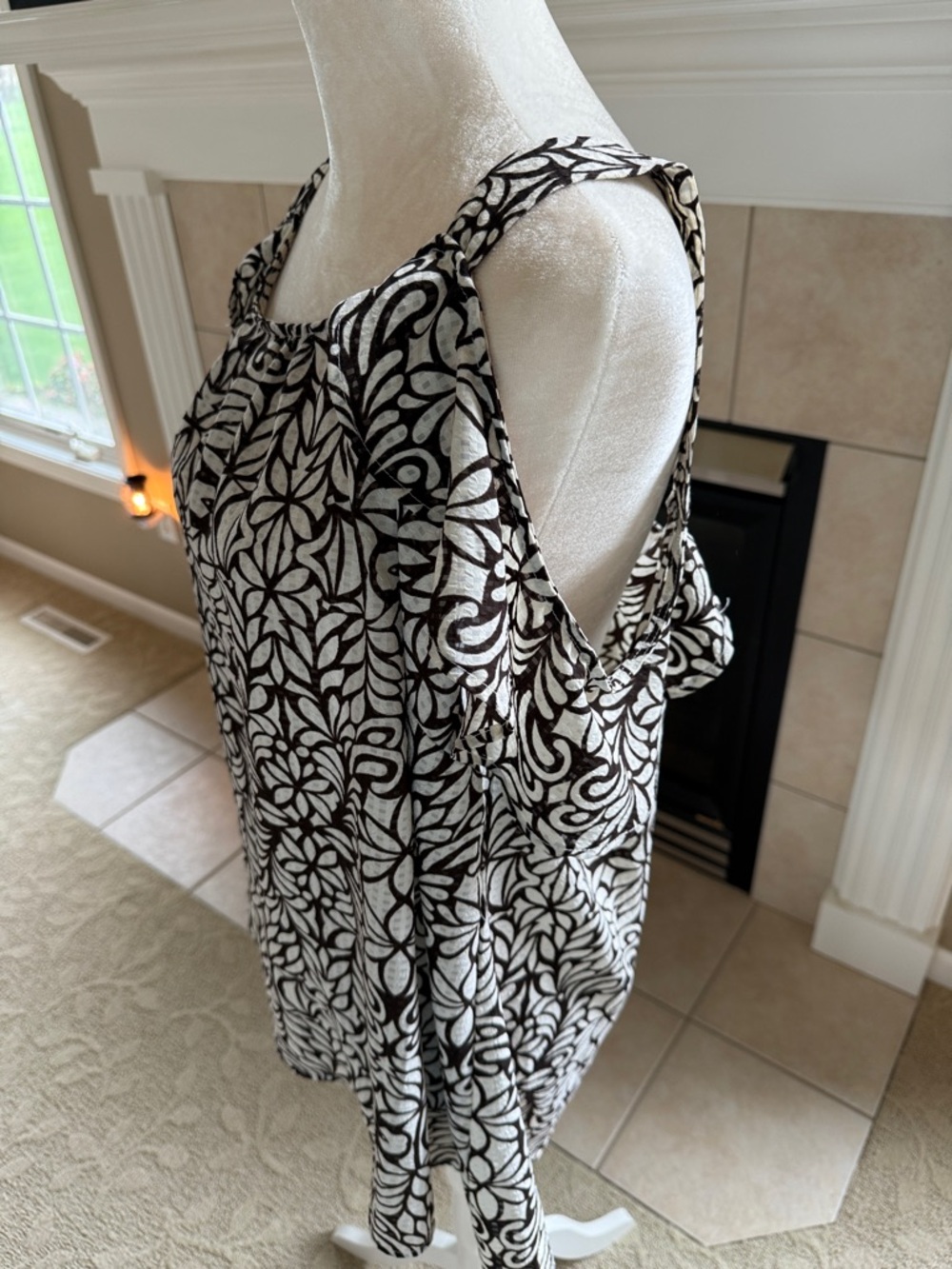 Avenue chocolate and cream Patterned Cold-Shoulder Blouse - Picture 3 of 7